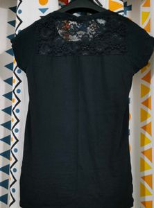 Womens Graphic Print T-Shirt with Lace Back