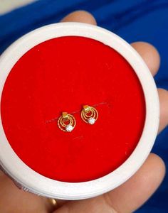 Gold Circle Stud Earrings