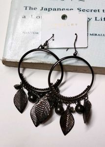 A Pair Of Black Hoop earrings