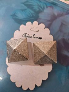 Geometric Glitter Stud Earrings
