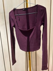 Zara Ribbed long Sleeve Crop Top