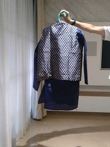 Blue Solid kurta Pyjama
