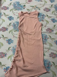 Peach Ribbed Bodycon Dress