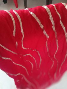 Blood Red Gota Pati Duppata With Thread Lase