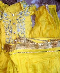Yellow Embroidered Sharara