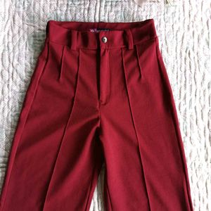 Maroon Wide Leg Trousers
