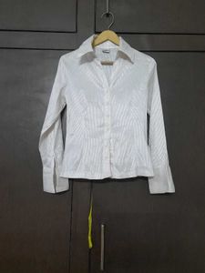 White Striped Button-Down Shirt