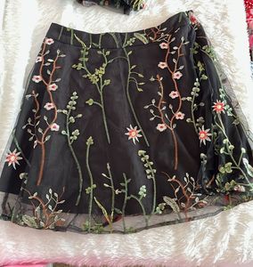 Floral Embroidered Skirt