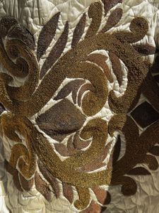 Beige And Gold Bedcover With Cushions