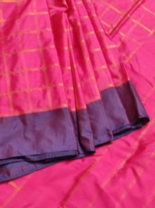 Pink &amp; Purple Checkered Saree