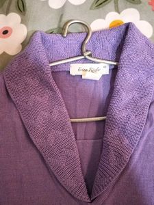 Lavendar V Neck Beautiful Knitting Work❤️