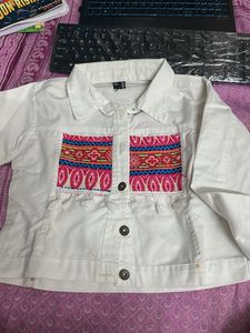 Embroidered White Denim