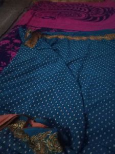 Blue Floral Embroidered Fabric