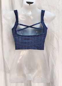 I. Blue Ribbed Crop Top