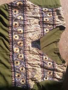 Cute Dress With Threads Work On Upper Side