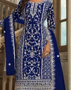 Elegant Blue Embroidered Kurta Set
