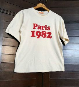 Heyday Women Cream Cotton Printed Regular Tshirt