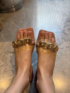 Pink Chain Detail Slides