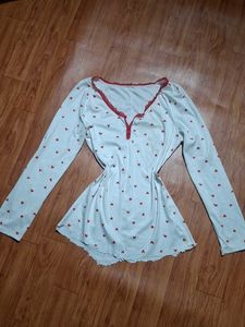 Heart Print Long Sleeve Top
