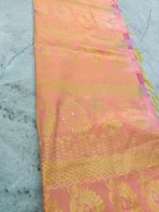 Pink &amp; Gold Sari Fabric