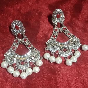 Elegant Silver Tone Dangle Earrings