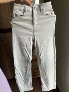 H&amp;M Beige Straight Leg Jeans