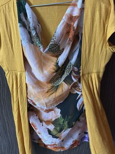 Yellow Floral Print Tunic Top