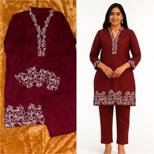 Maroon Embroidered Salwar Kameez
