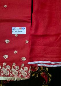 Red Embroidered Salwar Suit Material