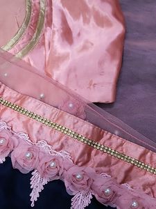 Half And Half Net And Satin Saree With Stitched Blouse Never Used