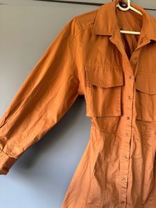 Burnt Orange Shirt Dress - Zara