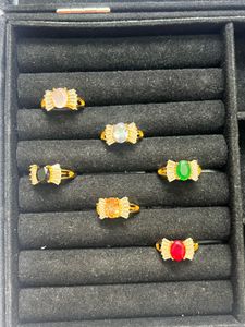 Gemstone Rings - Gold Tone Pack Of 6