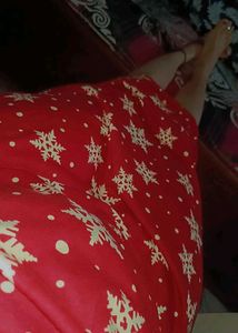 Red Snowflake Midi Maternity Dress