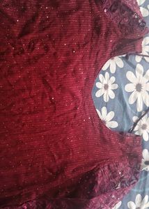 Sequenced A Line Kurti With Fancy Handwork