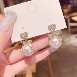 Pearl Heart Drop Earrings