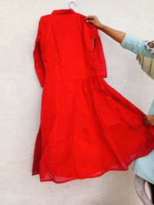 Red Embroidered Kurta Set
