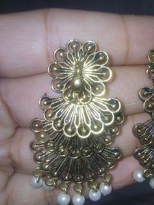 It A Peacock Styled Golden Earrings