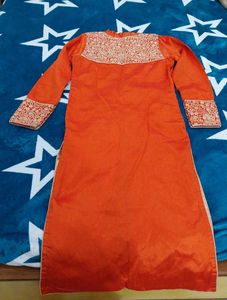 Orange Embroidered Kurta