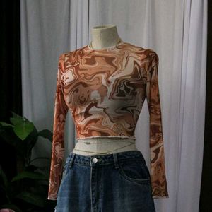 Swirl Print Long Sleeve Top