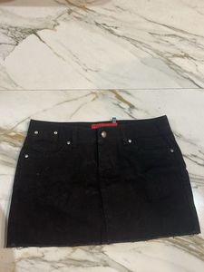 Black Denim Mini Skirt