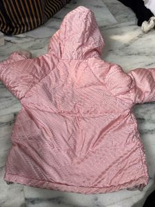 Pink Quilted Jacket With 3 Fourth Sleeves