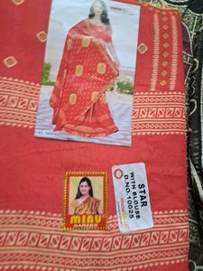 Bandhani. Red Saree with Blouse