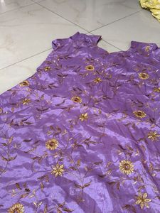 Purple Embroidered Dress Material