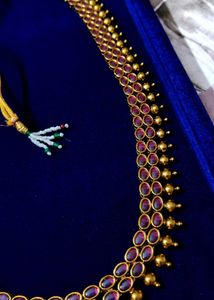 Alluring Antique Oval Ruby Stone Long Necklace Set