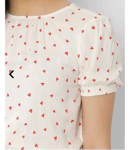 Heart Print Smocked Crop Top