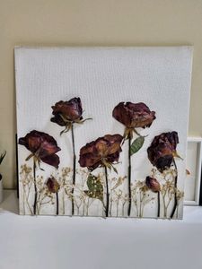 3D Real Rose Art on Canvas Board