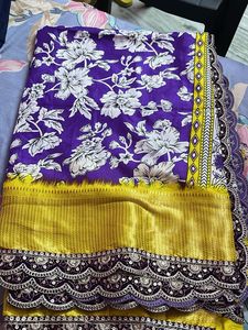 Floral Print Fabric with Embellished Trim