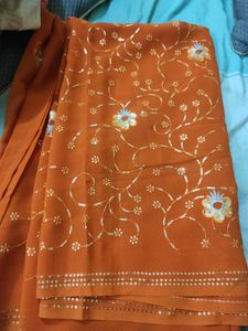 Orange Floral Saree
