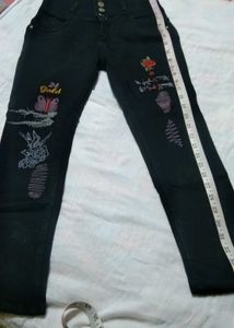 Girls Fancy embroidery Jeans ,4 Buttons