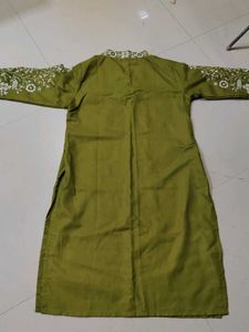 Olive Green Embroidered Kurti